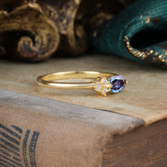 0.5ct Oval Cut Alexandrite Ring with Side Stones for Her