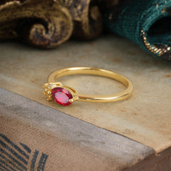 0.5ct Oval Cut Ruby Ring with Side Stones for Her