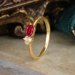 0.5ct Oval Cut Ruby Ring with Side Stones for Her