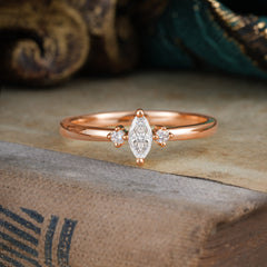 Unique Marquise Cut Moissanite Stacking Wedding Band