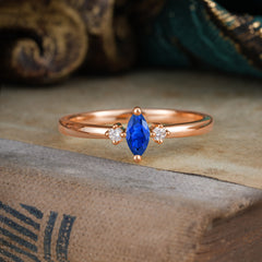 Unique Marquise Cut Sapphire Stacking Wedding Band