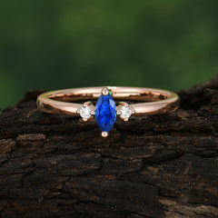 Unique Marquise Cut Sapphire Stacking Wedding Band