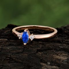 Unique Marquise Cut Sapphire Stacking Wedding Band