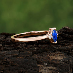 Unique Marquise Cut Sapphire Stacking Wedding Band