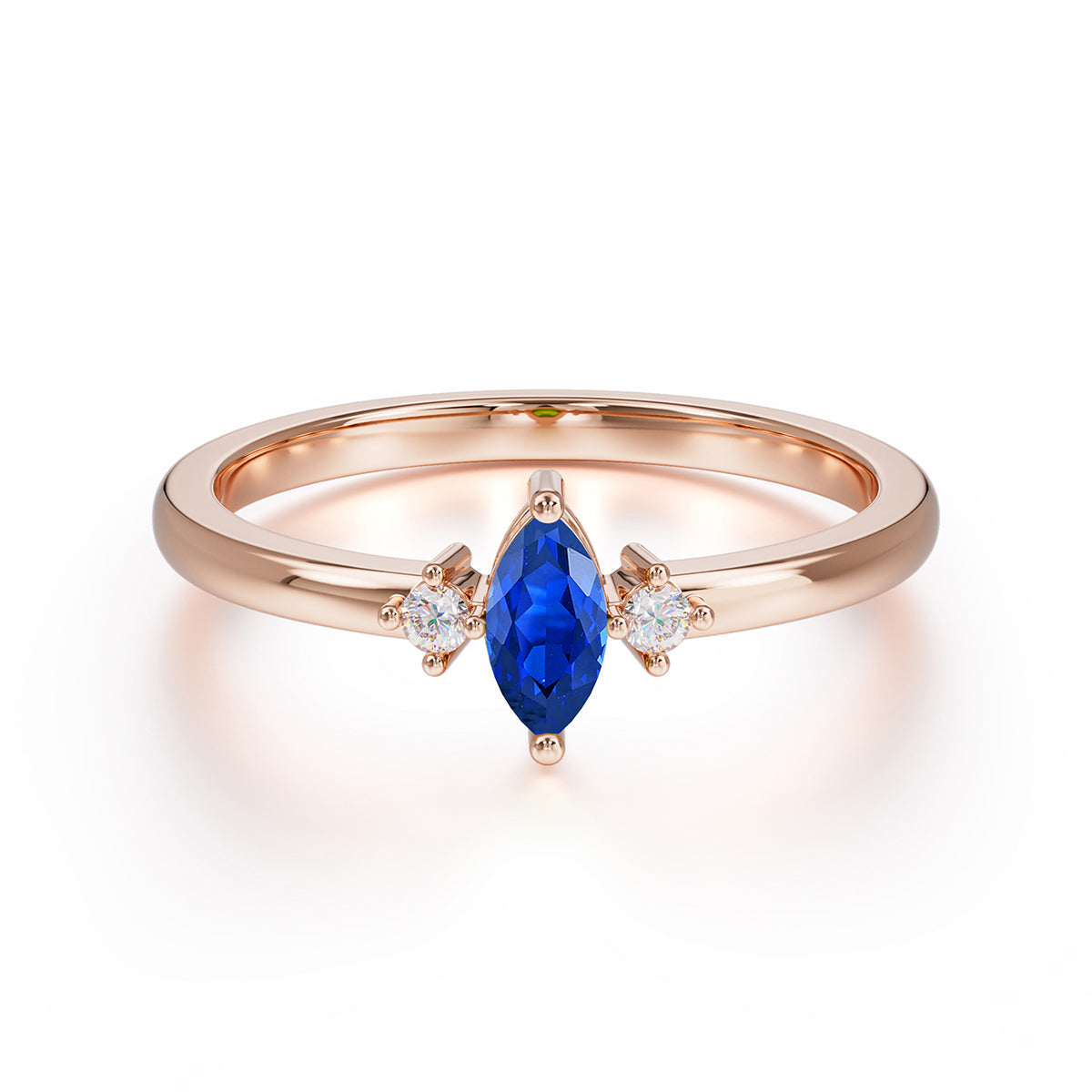 Unique Marquise Cut Sapphire Stacking Wedding Band