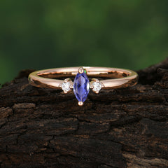 Unique Marquise Cut Tanzanite Stacking Wedding Band