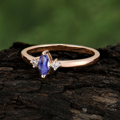 Unique Marquise Cut Tanzanite Stacking Wedding Band