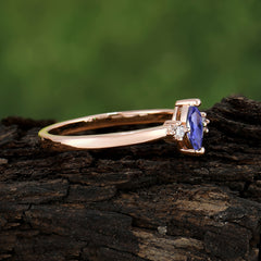 Unique Marquise Cut Tanzanite Stacking Wedding Band