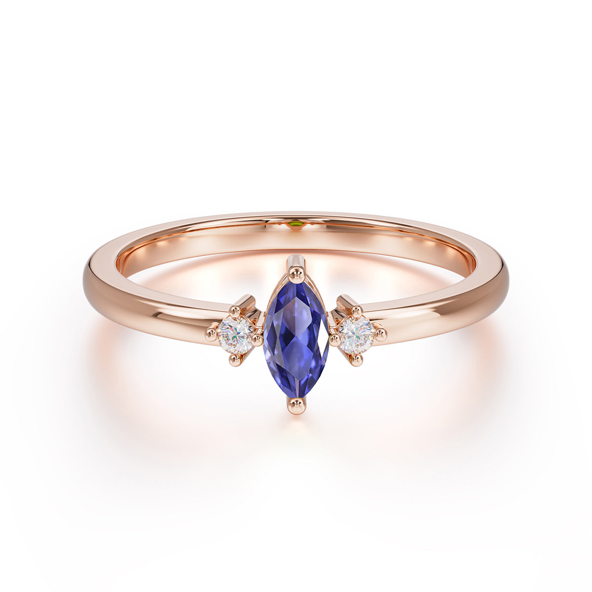 Unique Marquise Cut Tanzanite Stacking Wedding Band