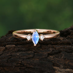 Unique Marquise Cut Moonstone Stacking Wedding Band