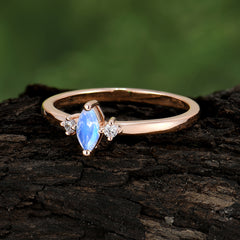 Unique Marquise Cut Moonstone Stacking Wedding Band