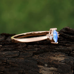 Unique Marquise Cut Moonstone Stacking Wedding Band