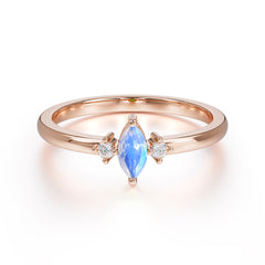 Unique Marquise Cut Moonstone Stacking Wedding Band