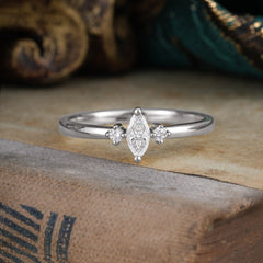 Unique Marquise Cut Moissanite Stacking Wedding Band