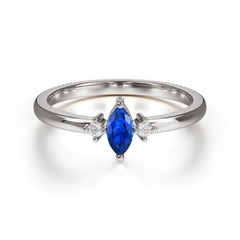 Unique Marquise Cut Sapphire Stacking Wedding Band