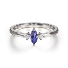 Unique Marquise Cut Tanzanite Stacking Wedding Band