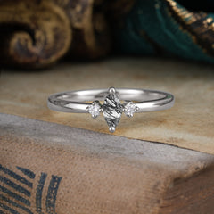 Unique Marquise Cut Black Rutilated Quartz Stacking Wedding Band