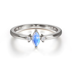 Unique Marquise Cut Moonstone Stacking Wedding Band