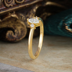 Unique Marquise Cut Moissanite Stacking Wedding Band