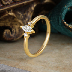 Unique Marquise Cut Moissanite Stacking Wedding Band