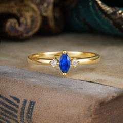 Unique Marquise Cut Sapphire Stacking Wedding Band