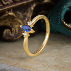 Unique Marquise Cut Sapphire Stacking Wedding Band