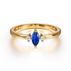 Unique Marquise Cut Sapphire Stacking Wedding Band