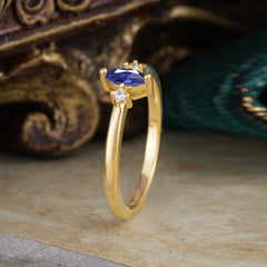 Unique Marquise Cut Tanzanite Stacking Wedding Band