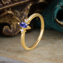 Unique Marquise Cut Tanzanite Stacking Wedding Band