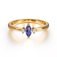 Unique Marquise Cut Tanzanite Stacking Wedding Band