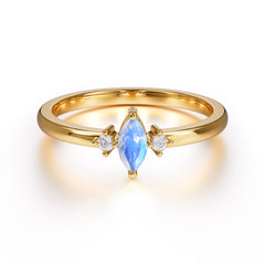 Unique Marquise Cut Moonstone Stacking Wedding Band
