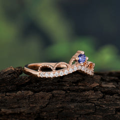 Princess Queen Crown Tiara Ring Unique Tanzanite Band Ring