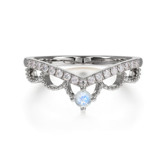 Princess Queen Crown Tiara Ring Unique Moonstone Band Ring