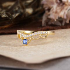 4 Prong Round Cut Princess Queen Crown Tiara Ring Unique Sapphire Rings Band Ring