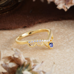Princess Queen Crown Tiara Ring Unique Tanzanite Band Ring