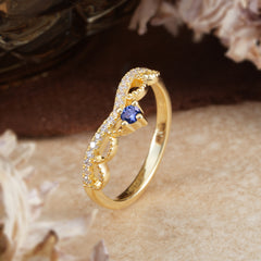 Princess Queen Crown Tiara Ring Unique Tanzanite Band Ring