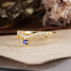 Princess Queen Crown Tiara Ring Unique Tanzanite Band Ring