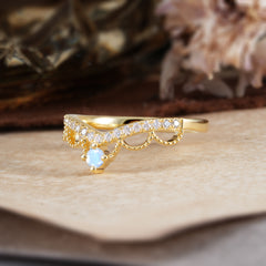 Princess Queen Crown Tiara Ring Unique Natural Moonstone Band Ring