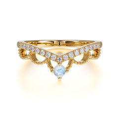 Princess Queen Crown Tiara Ring Unique Moonstone Band Ring