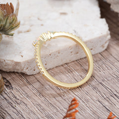 Marquise Cut Tiara Opal Curved Wedding Band Stacking Ring