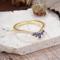Marquise Cut Tiara Tanzanite Curved Wedding Band Stacking Ring