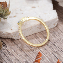 Marquise Cut Tiara Lab Diamond Curved Wedding Band Stacking Ring