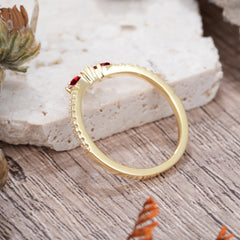Marquise Cut Tiara Ruby Curved Wedding Band Stacking Ring