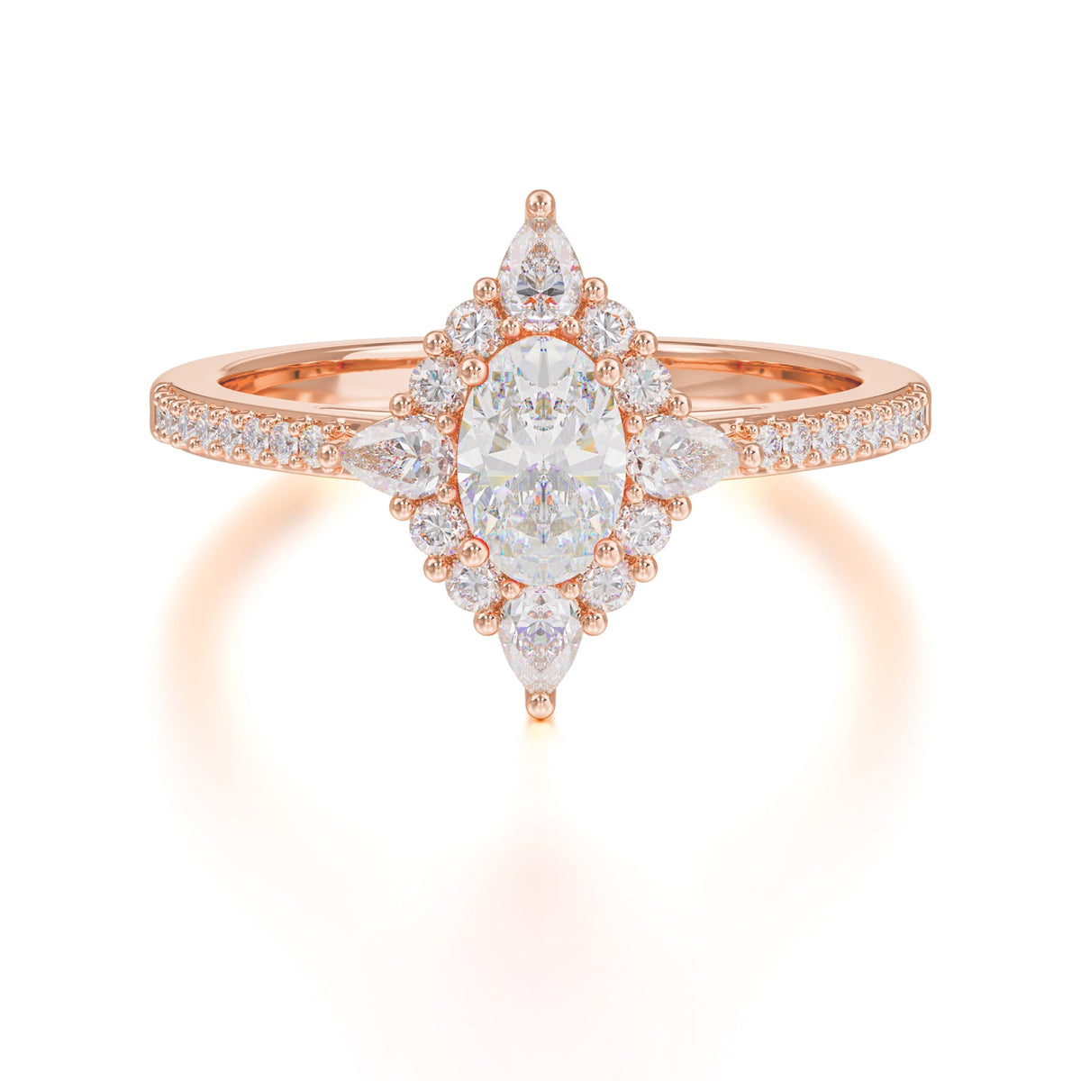 Vintage Oval Cut Moissanite Engagement Ring Cluster Pave Bridal Ring