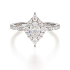 Vintage Oval Cut Moissanite Engagement Ring Cluster Pave Bridal Ring