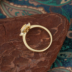 Lab Grown Citrine Engagement Ring | Floral Moissanite Cluster Setting