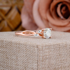 1 Carat Round Moissanite Promise Ring Nature Theme Engagement Ring