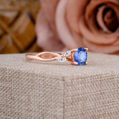 1 Carat Round 4 Prong Sapphire Promise Ring Nature Theme Engagement Ring