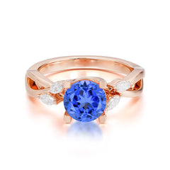 1 Carat Round 4 Prong Sapphire Promise Ring Nature Theme Engagement Ring