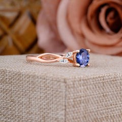 1 Carat Round Tanzanite Promise Ring Nature Theme Engagement Ring